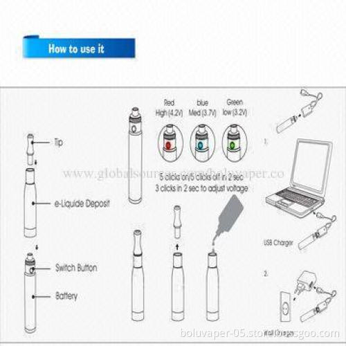 Newest Clearomizer E-cigarette Starter Kit, eGo-T2 with 650/900/1,100mAh Battery